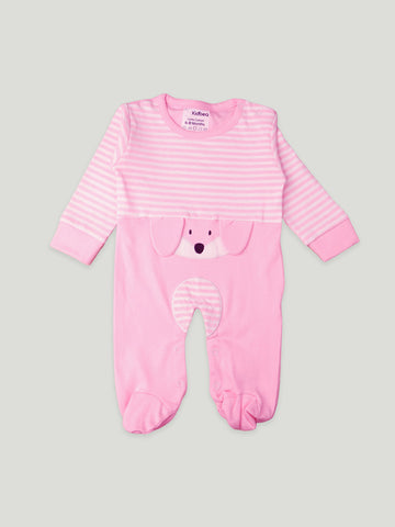 Kidbea Full Sleeves Cotton Fox Print Romper/Bodysuit - Pink