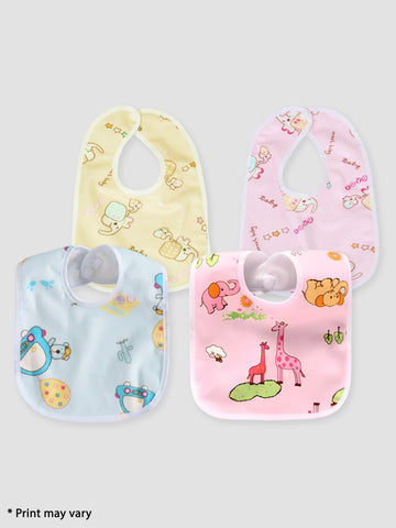 Kidbea waterproof Baby Bibs Apron for Baby boy and Girl Assorted Print Pack of 4