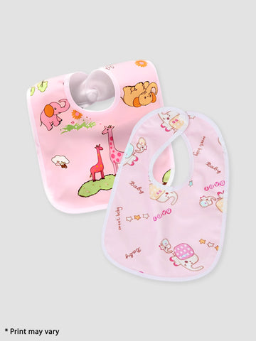 Kidbea Waterproof Baby Bibs Ultra Soft Skin Friendly Soft Cotton Baby Bibs Assorted Print Pack of 2