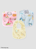 Kidbea Waterproof Baby Button Bibs/Apron Cute Animal Soft Cotton Fabric Assorted Print Bibs Pack of 3