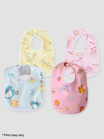 Kidbea Waterproof Baby Bibs for Baby Boy or Girl Giraffe Assorted Print Pack of 4