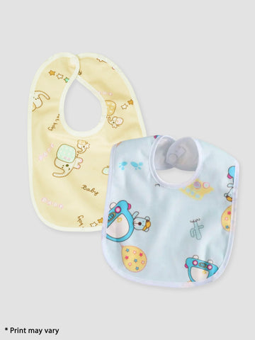 Kidbea Waterproof and Quick Dry Baby Bibs Soft Fabric Assorted Print Pack of 2