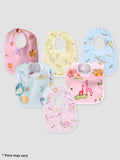 Kidbea Waterproof Spill Resistant Bibs Soft Cotton Bib for Unisex Baby Assorted Print Pack of 6