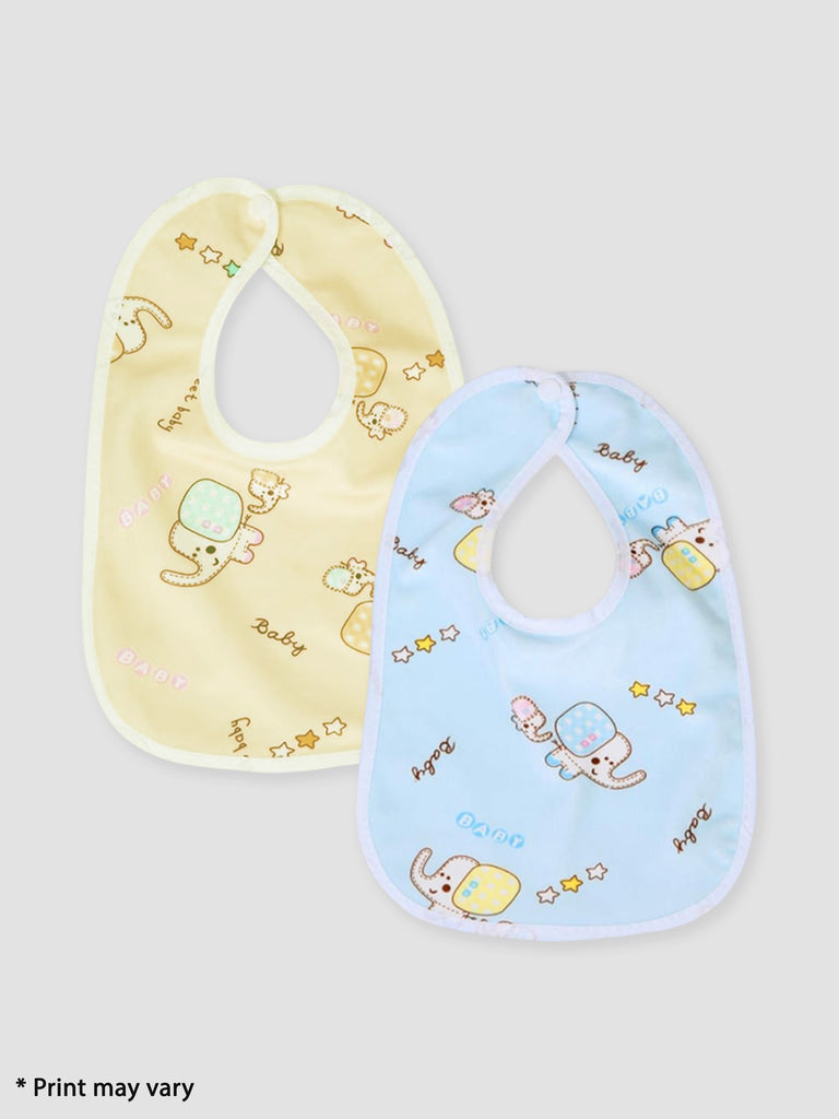 Kidbea Waterproof Spill Resistant Bibs Baby Apron with Bib for Baby Boy and Girl Assorted Print Pack of 2