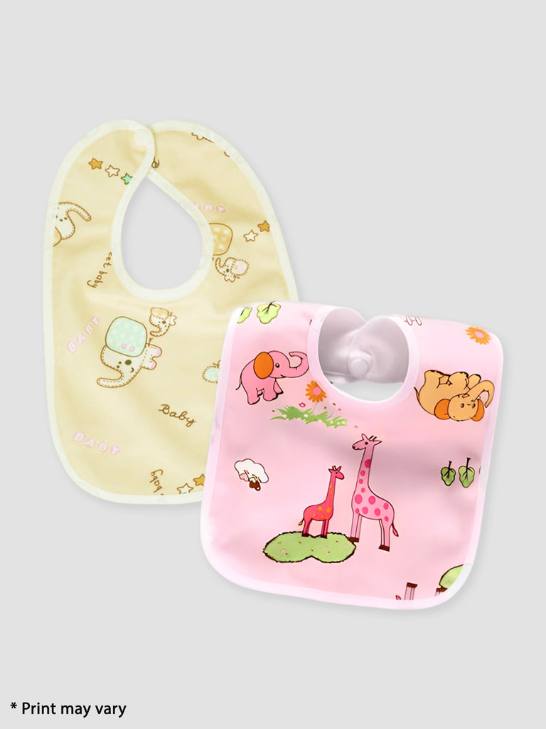 Kidbea Waterproof Baby Bibs for Baby Boy or Girl Giraffe Assorted Print Pack of 2