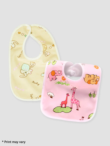 Kidbea Waterproof Baby Bibs for Baby Boy or Girl Giraffe Assorted Print Pack of 2