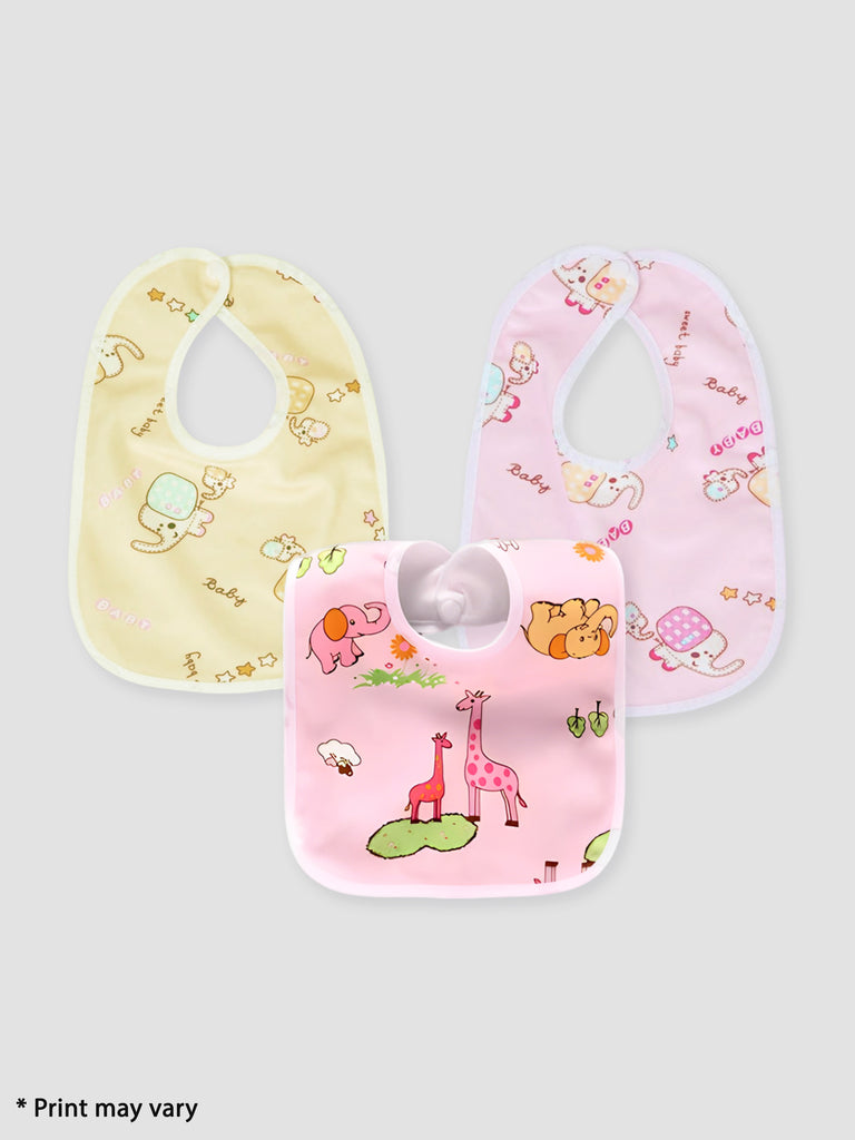 Kidbea Waterproof Baby Bibs Ultra Soft Skin Friendly Soft Cotton Baby Bibs Assorted Print Pack of 3