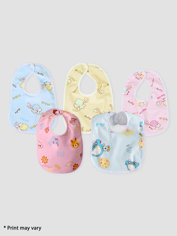 Kidbea Waterproof Baby Soft Cotton Bibs Multicolor Assorted Print Pack of 5