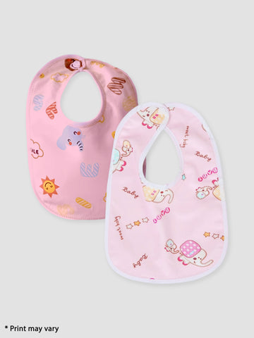 Kidbea Waterproof Spill Resistant Bibs | Soft cotton bib | Infant Apron Assorted Print Pack of 2