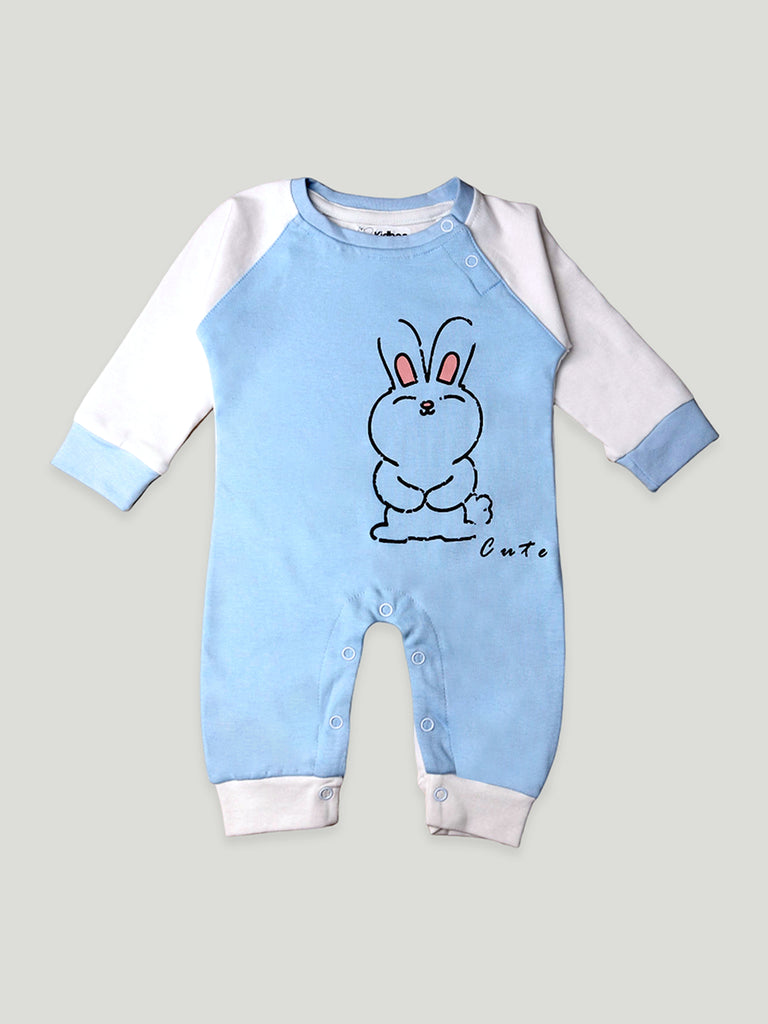 Kidbea Full Sleeves Cotton Cute Print Romper/Bodysuit - Blue