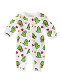 100% Organic cotton Dino Print Romper/Bodysuit - Olive Green