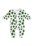 100% Organic cotton Leaf Print Romper/Bodysuit - Green