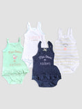 Kidbea Sleeveless Baby Girls Cotton Onesie/Bodysuit Pack Of 4 - Multicolor