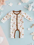 100% Organic Cotton Baby Rompers/Bodysuits – Set of 4 with Bear, Animal, Giraffe & Pizza Patterns