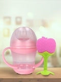 Kidbea Baby Sippy Cup Learning Sipper Feeding Bottle & Twin Handles with Apple Shape Silicone Baby Teether - Pink (160ml)