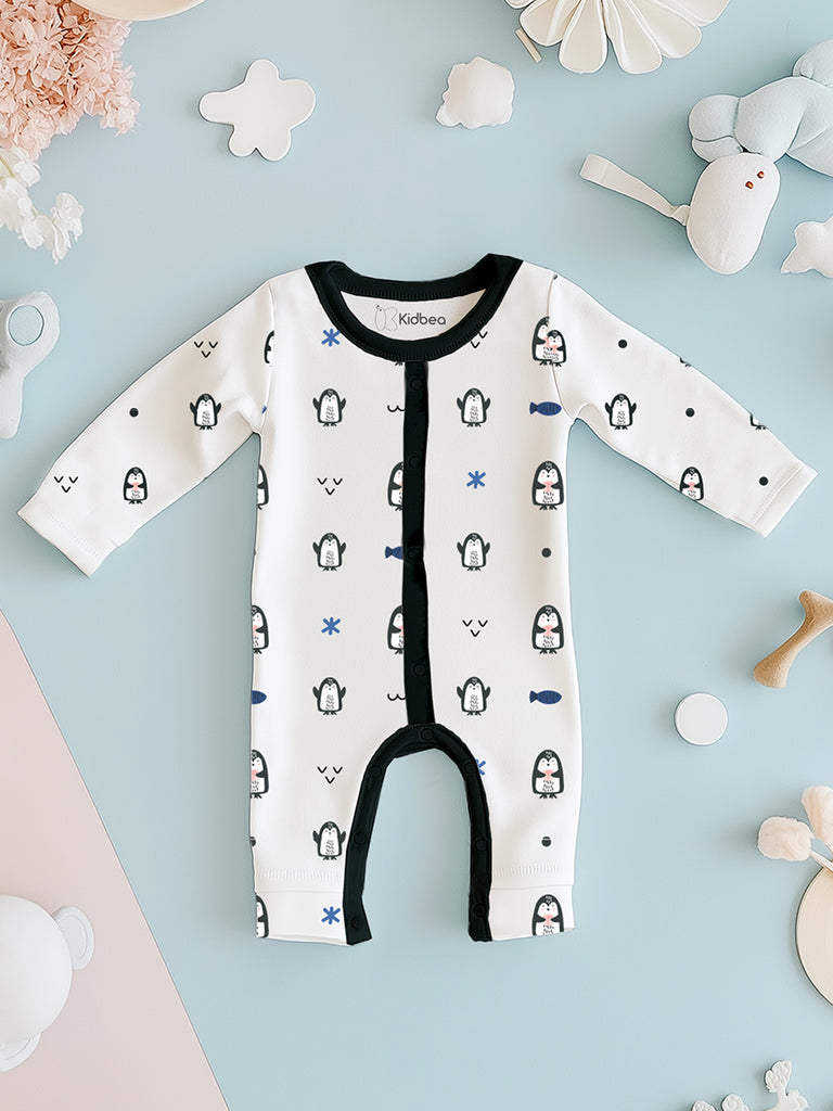 100% Organic Cotton Romper Pack – Penguin & Giraffe Designs, Brown & Black, Full Sleeves