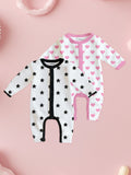 100% Organic Cotton Romper Pack – Heart & Star Designs, Pink & Black, Full Sleeves