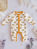 100% Organic Cotton Baby Rompers/Bodysuits – Set of 4 with Bear, Animal, Tiger & Heart Patterns