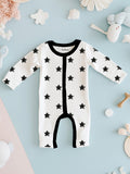 100% Organic Cotton Romper Pack – Star & Pizza Designs, Black & Orange, Full Sleeves