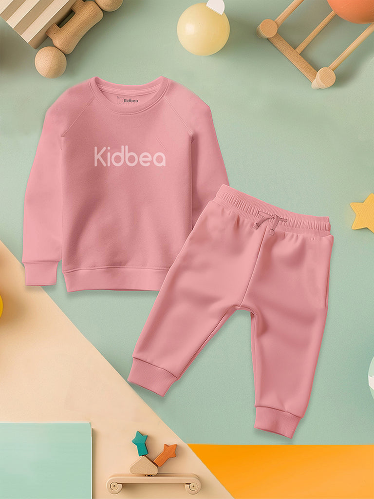 Kidbea Premium 100% Bamboo Ultra-Soft fabric Unisex SweatShirt with Pant Set- Peach