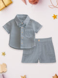 Kidbea 100% Linen Shirt & Pant Grey Co-ord Set