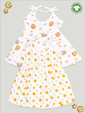 Extra Soft Muslin  Fabric Baby Girls Frock | Tiger and Cute Chick Print Pack of 2