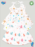 Extra Soft Muslin  Fabric Baby Girls Frock | Pack of 3 | Tiger, Space and Butterfly Print