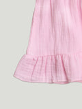 100% Charming Pink Linen Girls Frock | Pink