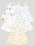 Extra Soft Muslin  Fabric Baby Girls Frock | Pack of 5 | Butterfly, Mickey, Space, Rainbow and Cute Chick Print