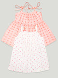 kidbea 100% Organic cotton girls frock | Pink Dots Frock and White Top Pack of 2