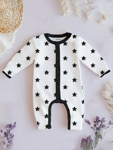 Kidbea 100% Organic cotton Star Print Romper/Bodysuit - Black