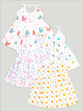 Extra Soft Muslin  Fabric Baby Girls Frock | Pack of 4 | Space, Mickey, Cute Chick and Butterfly Print