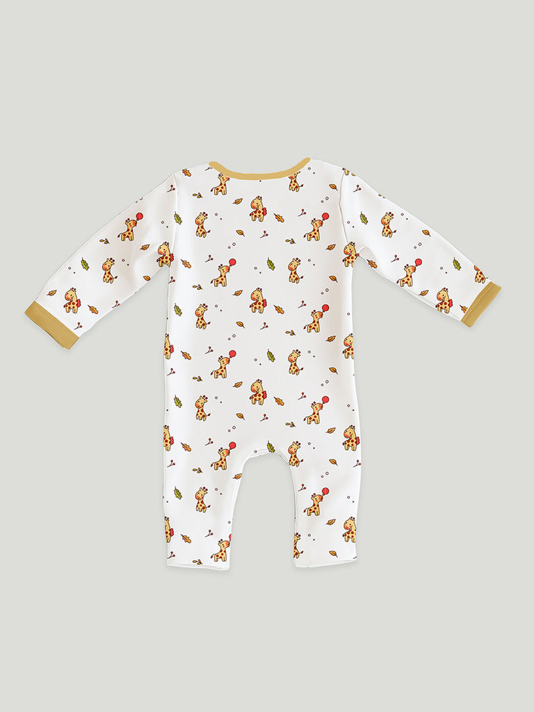 100% Organic Cotton Baby Rompers/Bodysuits – Set of 5 with Star, Giraffe, Leaf, Pizza & Heart Patterns