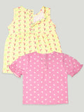 kidbea 100% Organic cotton girls frock | Flamingo Frock and Pink Top Pack of 2