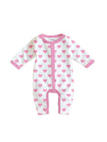 100% Organic cotton Heart Print Romper/Bodysuit - Pink