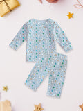 Kidbea 100% Bamboo Cotton Unisex Full Sleeves Bunny Printed Co-Ord Set - Sky Blue