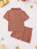 Kidbea 100% Linen Shirt & Pant Red Co-ord Set