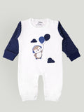 Kidbea Pack of 2 Full Sleeves Cotton Penguin and Kitty Print Romper/Bodysuit - Blue & White