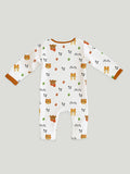 100% Organic Cotton Romper Pack – Animal & Dino Designs, Orange & Olive Green, Full Sleeves