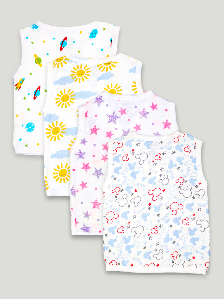 Kidbea Extra Soft Muslin Cotton Jhabla Cloth for Baby | Space, Sun, Star and Mickey Print | Print May Vary