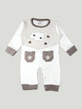 Kidbea Pack of 3 Cotton Full Sleeves Star, Sloth and Bear Printed Romper - Brown & Grey