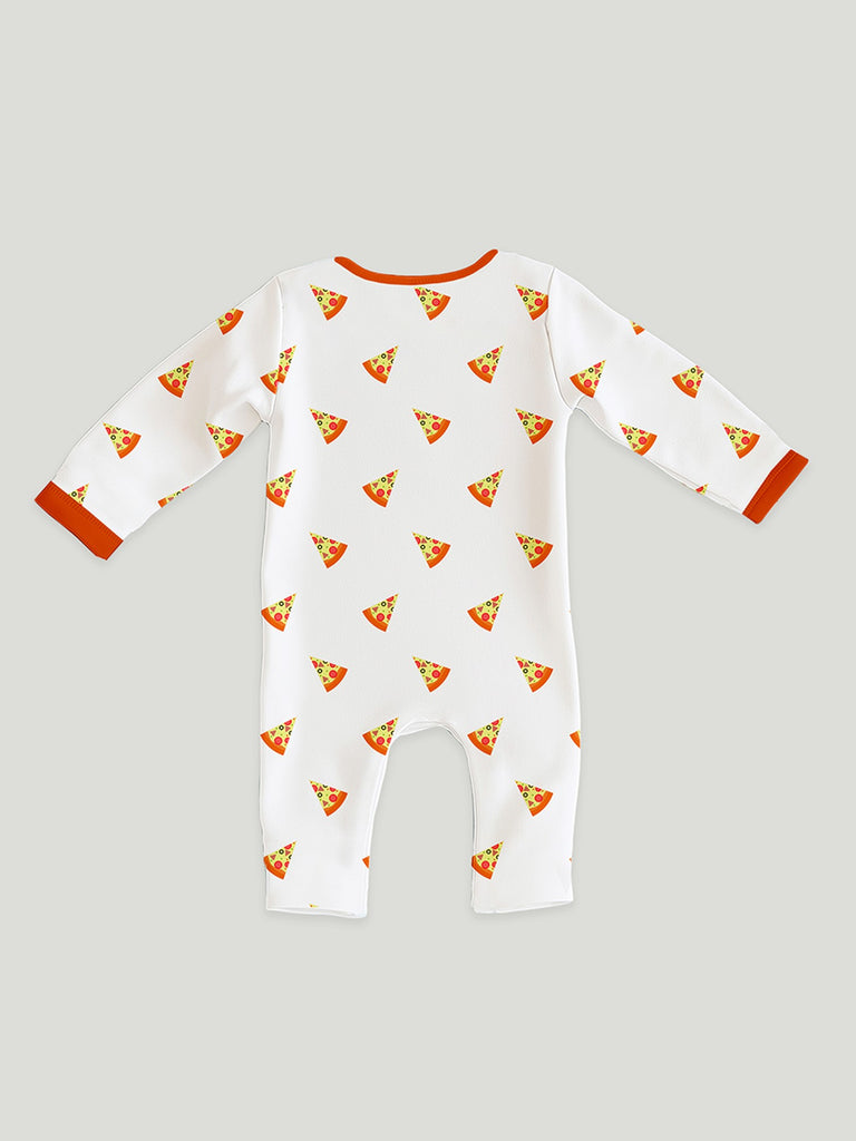 100% Organic Cotton Romper Pack – Star & Pizza Designs, Black & Orange, Full Sleeves