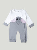 Kidbea Pack of 3 Cotton Full Sleeves Octopus, Lion and Elephant Printed Romper - Blue & Grey