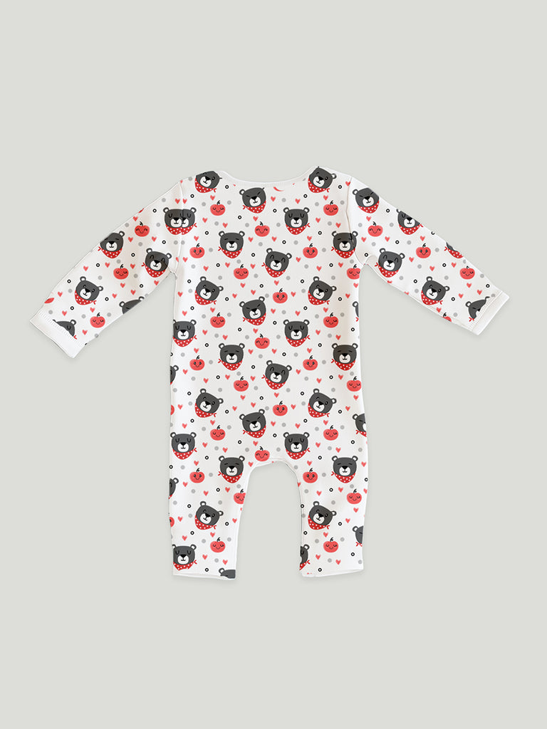 100% Organic Cotton Baby Rompers/Bodysuits – Set of 4 with Bear, Animal, Tiger & Heart Patterns