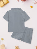 Kidbea 100% Linen Shirt & Pant Grey Co-ord Set