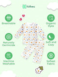 Kidbea 100% Bamboo Cotton Unisex Cloud & Nature Printed Co-Ord Set - White