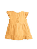 100% Charming Mustard Yellow Linen Girls Frock | Mustard Yellow