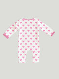 100% Organic cotton Heart Print Romper/Bodysuit - Pink