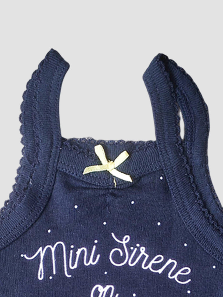 Kidbea Baby Sleeveless Onesies Tank Top Cotton Baby Bodysuit for Girl - Mini Sirence on Holiday Dark Blue