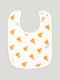 Kidbea Stainless Steel Infant Baby Feeding Bottle, Pizza Printed Bibs, Green Silicone Food and Fruit Feeder BPA Free, Anti-Colic, Plastic-Free, 304 Grade Medium-Flow Combo of 4
